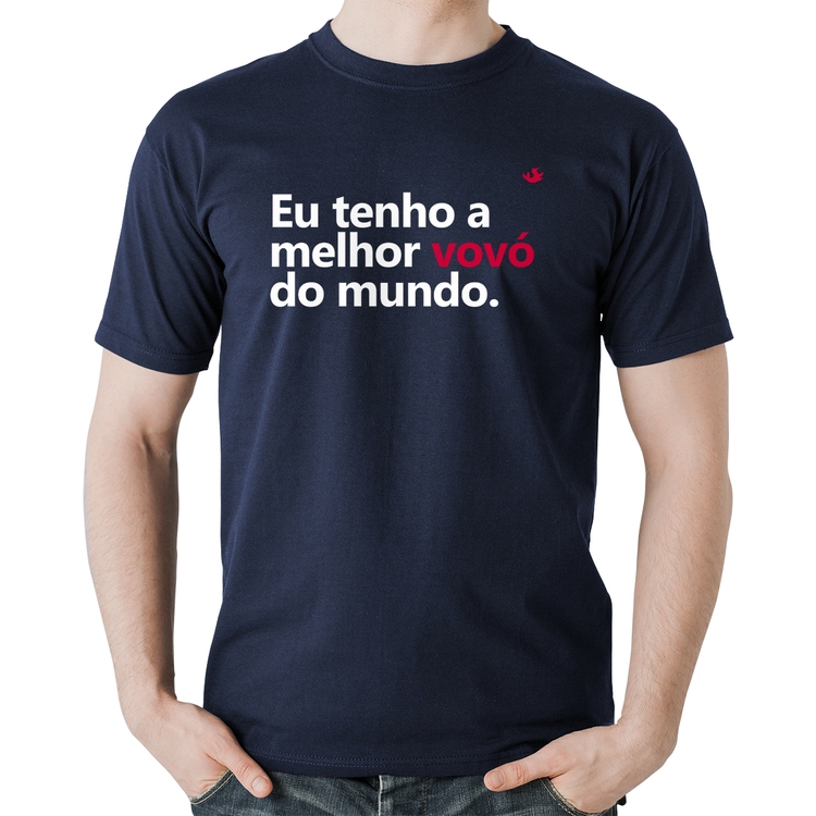 Camiseta Algodão Eu tenho a melhor vovó do mundo - Marinho