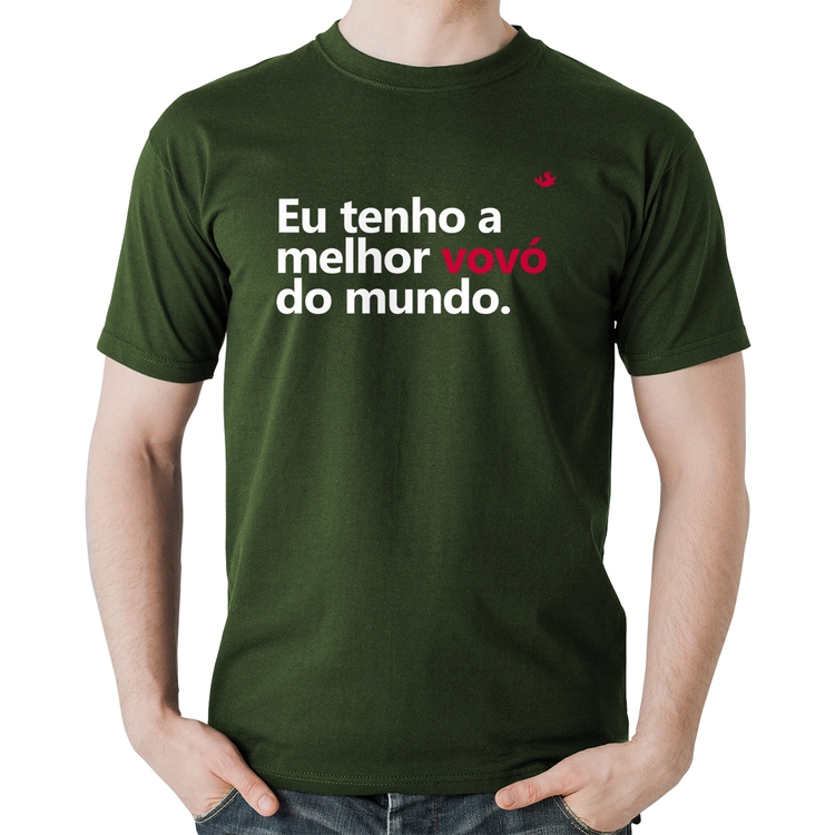 Camiseta Algodão Eu tenho a melhor vovó do mundo - Musgo
