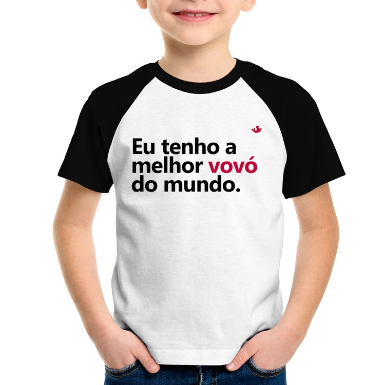 Camiseta Raglan Infantil Eu tenho a melhor vovó do mundo