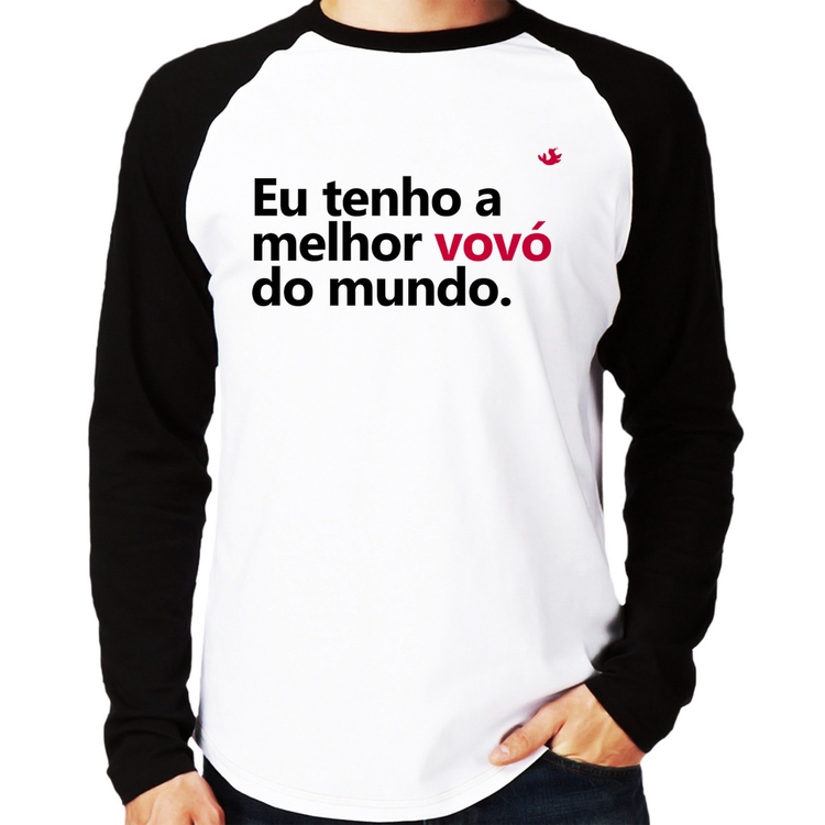 Camiseta Raglan Eu tenho a melhor vovó do mundo Manga Longa