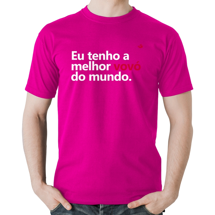 Camiseta Algodão Eu tenho a melhor vovó do mundo - Rosa