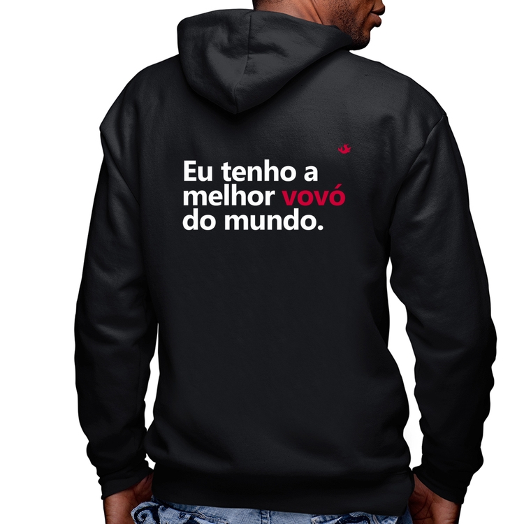 Blusa Moletom Eu tenho a melhor vovó do mundo Masculina com Capuz e Zíper