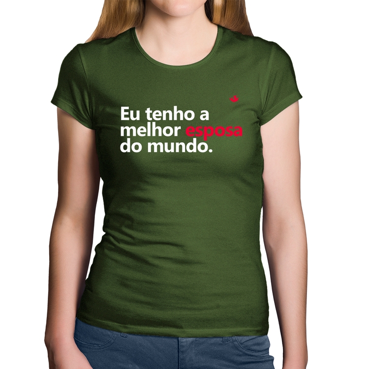 Baby Look Algodão Eu tenho o melhor esposa do mundo - Musgo