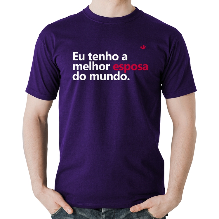 Camiseta Algodão Eu tenho o melhor esposa do mundo - Roxa