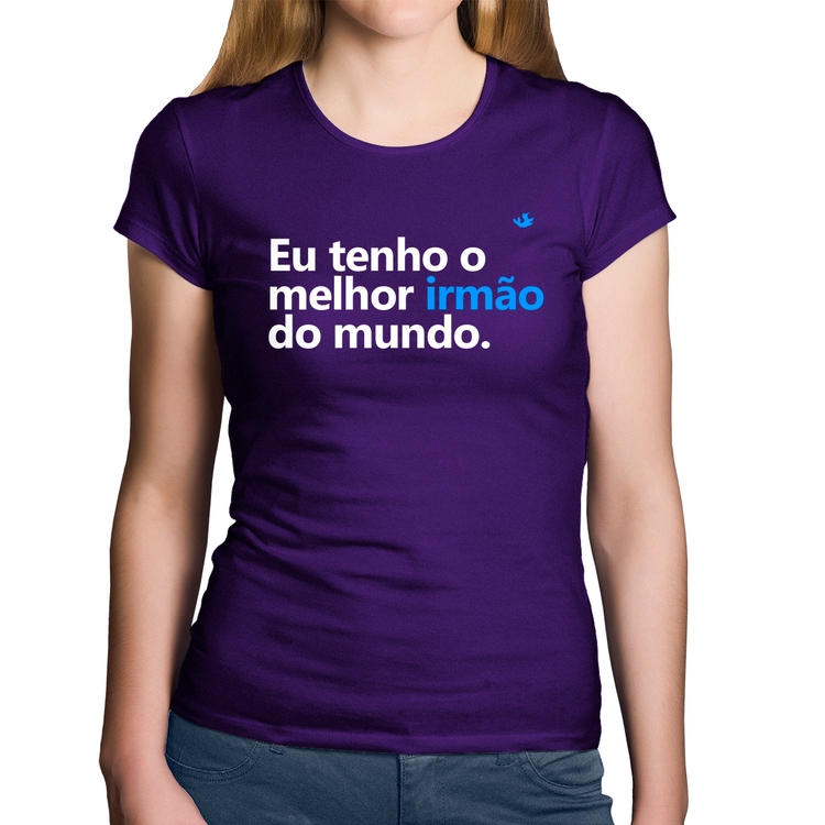 Baby Look Algodão Eu tenho o melhor irmão do mundo - Roxa