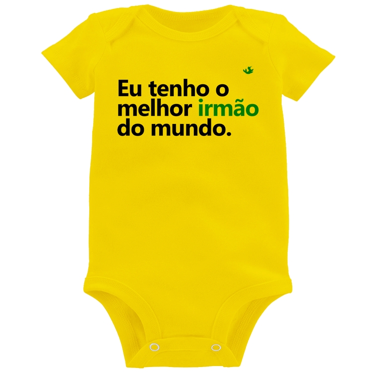 Body Bebê Eu tenho o melhor irmão do mundo - Amarelo