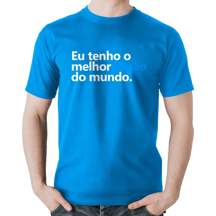 Camiseta Algodão Eu tenho o melhor irmão do mundo - Azul