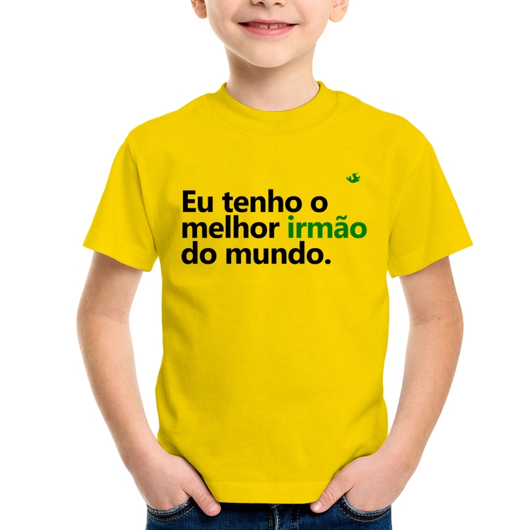 Camiseta Infantil Eu tenho o melhor irmão do mundo - Amarela