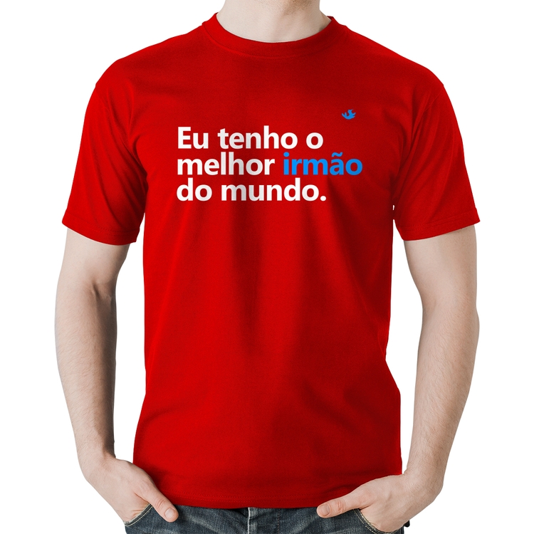 Camiseta Algodão Eu tenho o melhor irmão do mundo - Vermelha