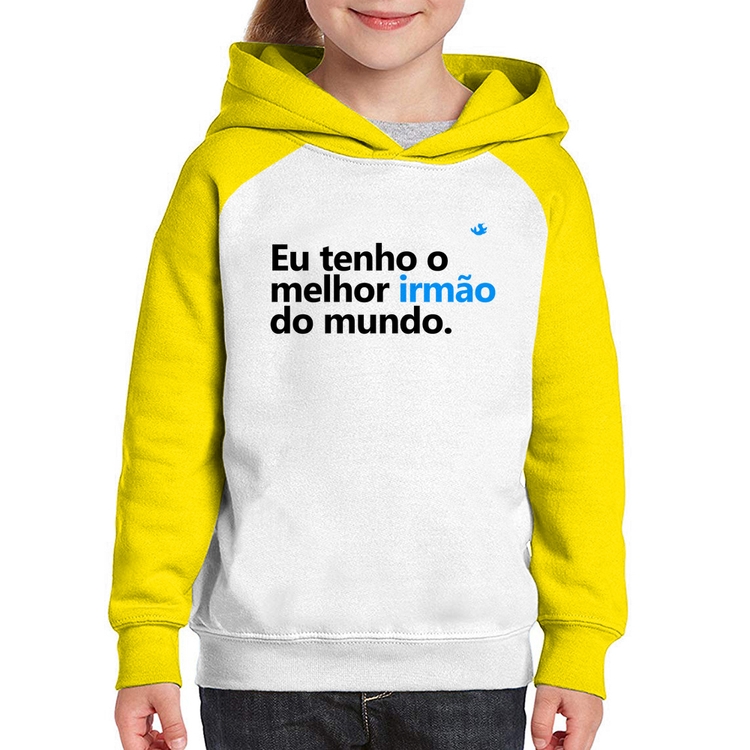 Moletom Infantil Eu tenho o melhor irmão do mundo - Branco/Amarelo