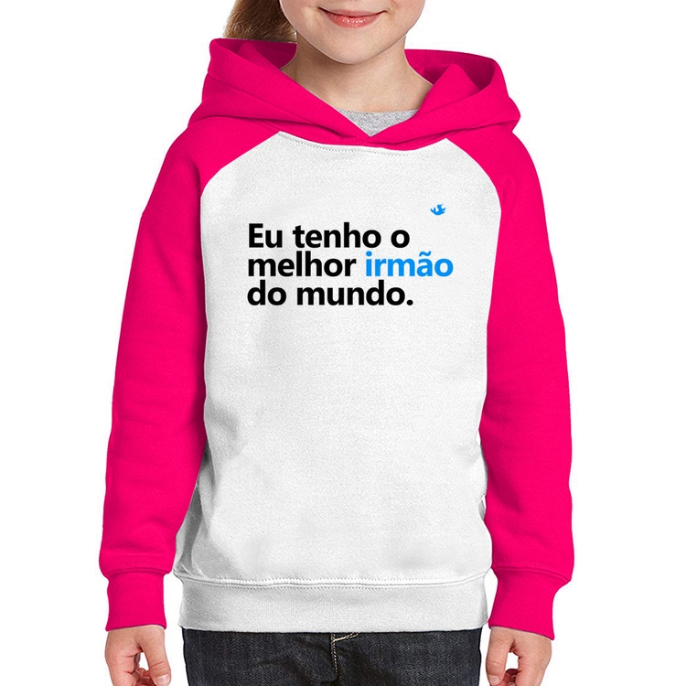 Moletom Infantil Eu tenho o melhor irmão do mundo - Branco/Rosa