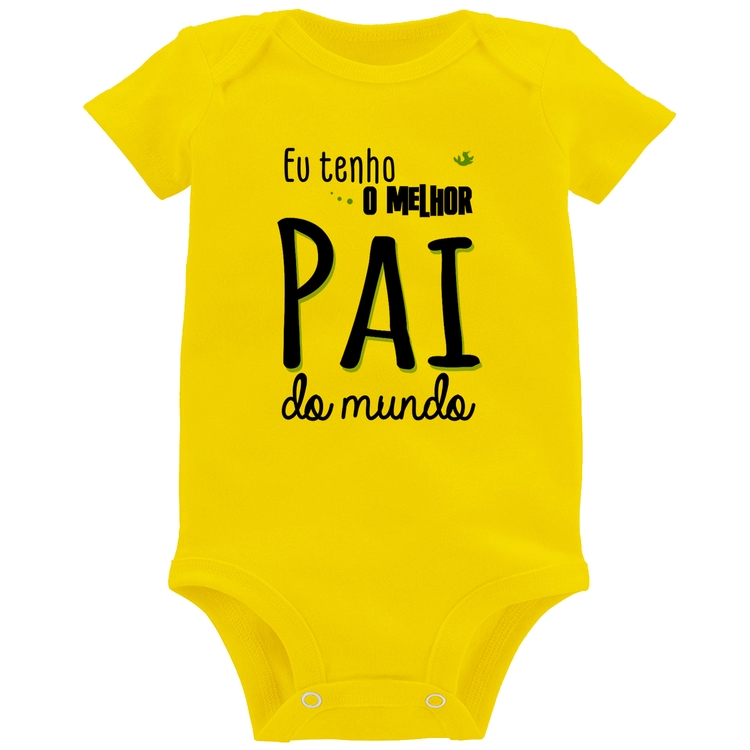 Body Bebê Eu tenho o melhor pai do mundo (azul) - Amarelo