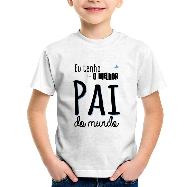 Camiseta Infantil Eu tenho o melhor pai do mundo (azul)