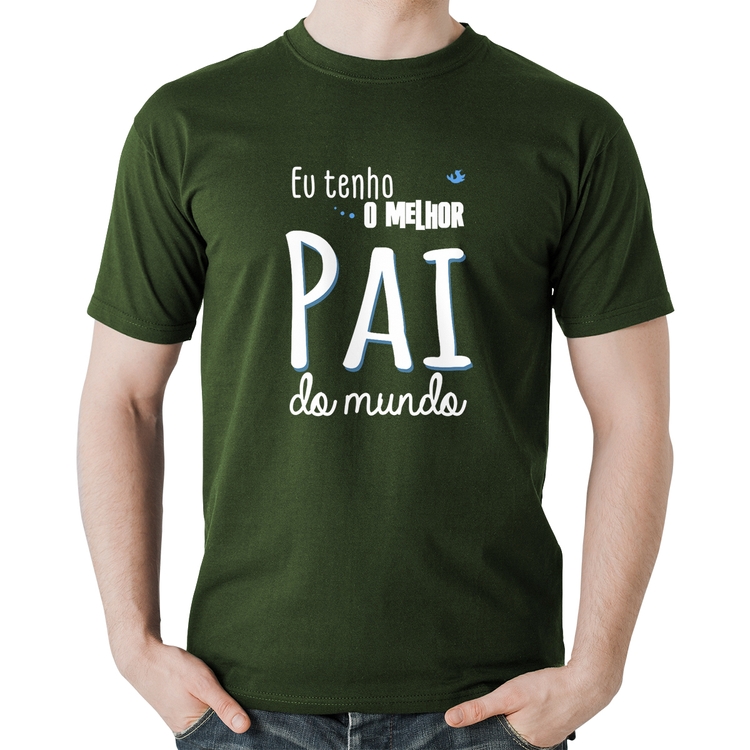 Camiseta Algodão Eu tenho o melhor pai do mundo (azul) - Musgo