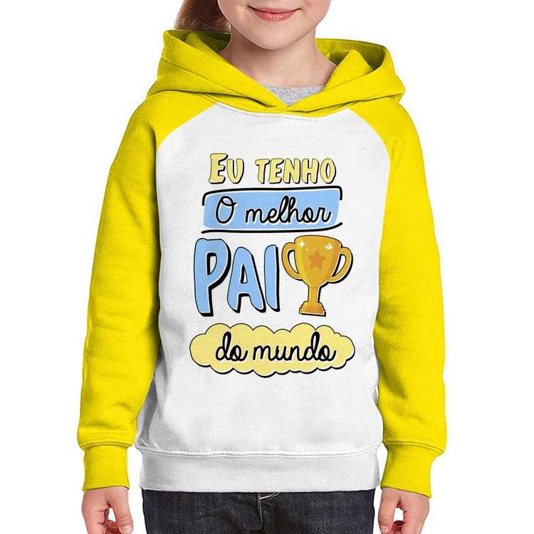 Moletom Infantil Eu tenho o melhor pai do mundo - Branco/Amarelo