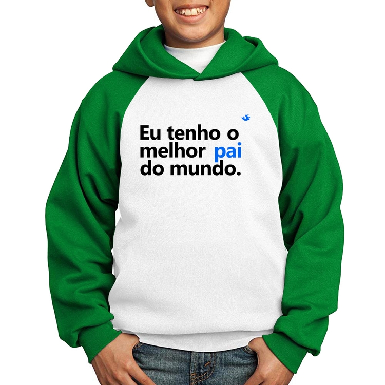 Moletom Infantil Eu tenho o melhor pai do mundo. - Branco/Verde
