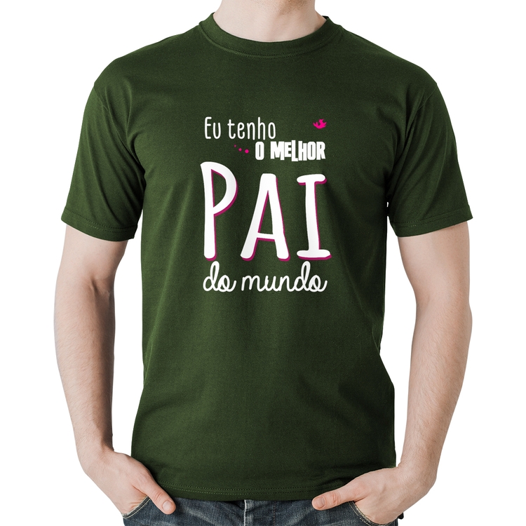 Camiseta Algodão Eu tenho o melhor pai do mundo (rosa) - Musgo