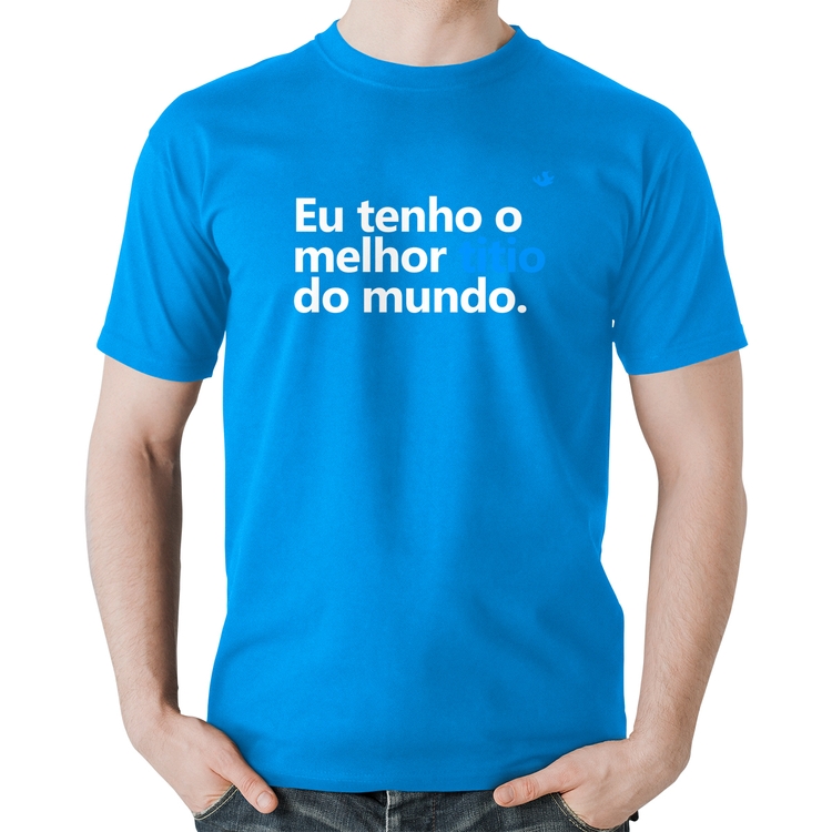 Camiseta Algodão Eu tenho o melhor titio do mundo - Azul