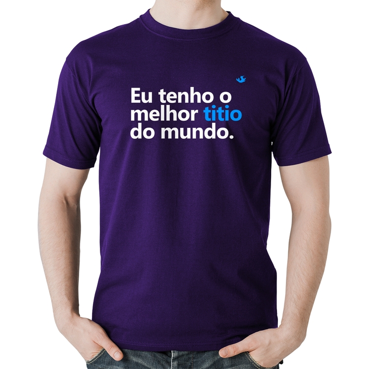 Camiseta Algodão Eu tenho o melhor titio do mundo - Roxa