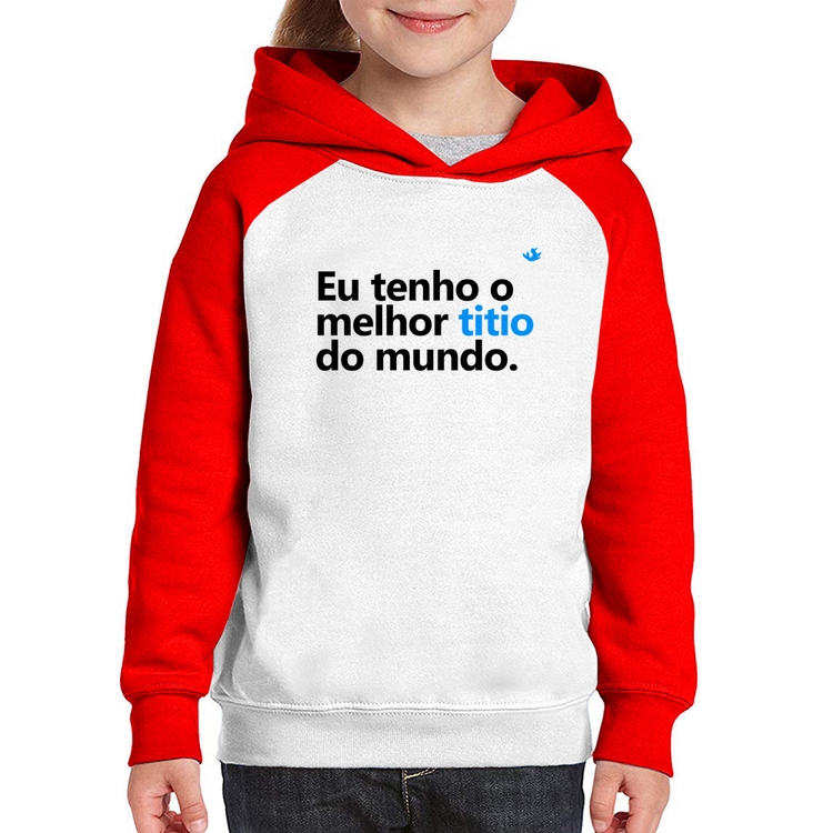 Moletom Infantil Eu tenho o melhor titio do mundo - Branco/Vermelho