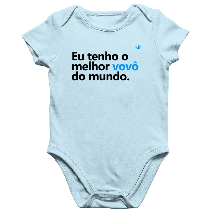 Body Bebê Algodão Eu tenho o melhor vovô do mundo - Azul Bebê