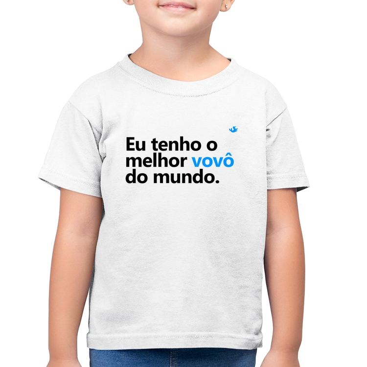 Camiseta Algodão Infantil Eu tenho o melhor vovô do mundo - Branca