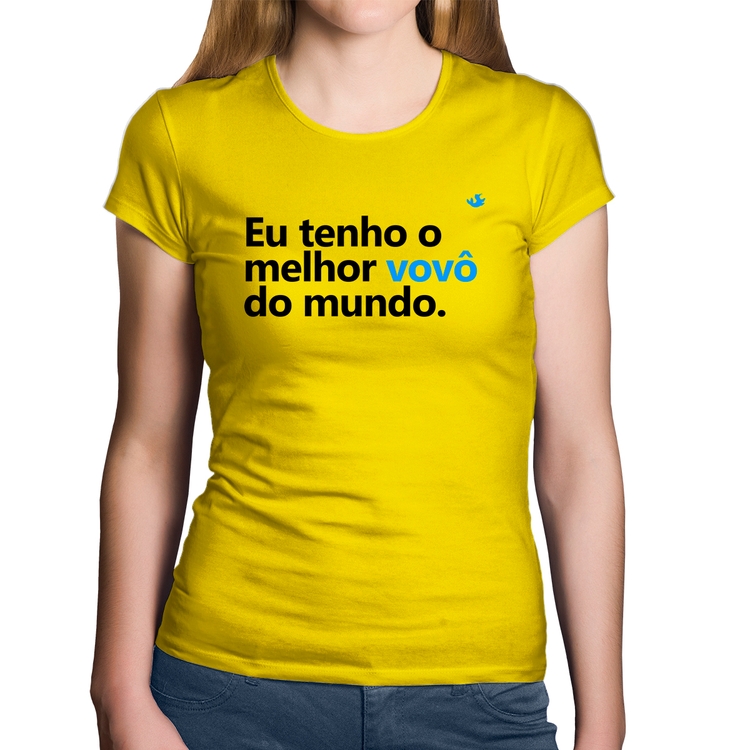 Baby Look Algodão Eu tenho o melhor vovô do mundo - Amarela