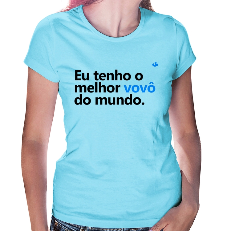 Baby Look Eu tenho o melhor vovô do mundo - Azul Bebê