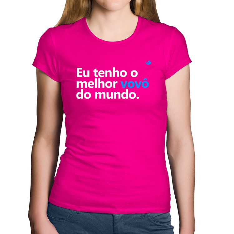 Baby Look Algodão Eu tenho o melhor vovô do mundo - Rosa