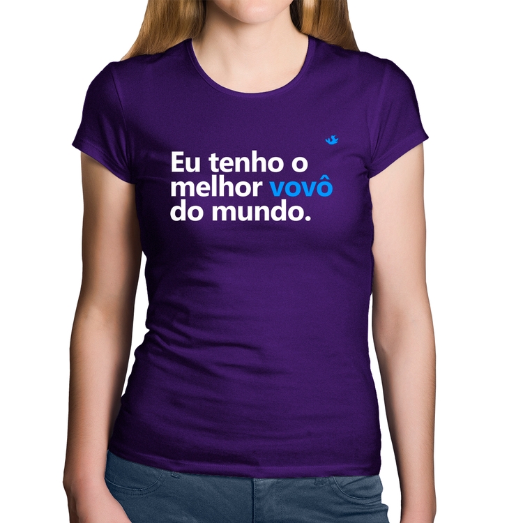 Baby Look Algodão Eu tenho o melhor vovô do mundo - Roxa