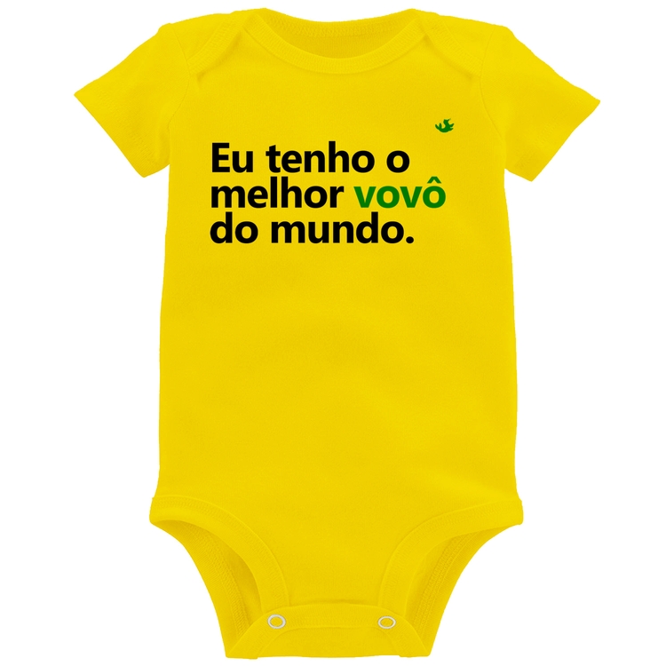 Body Bebê Eu tenho o melhor vovô do mundo - Amarelo