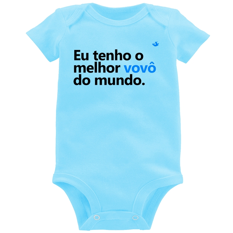 Body Bebê Eu tenho o melhor vovô do mundo - Azul Bebê