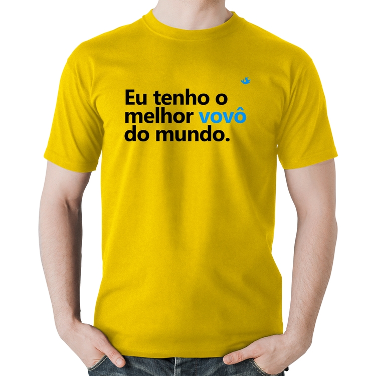 Camiseta Algodão Eu tenho o melhor vovô do mundo - Amarela