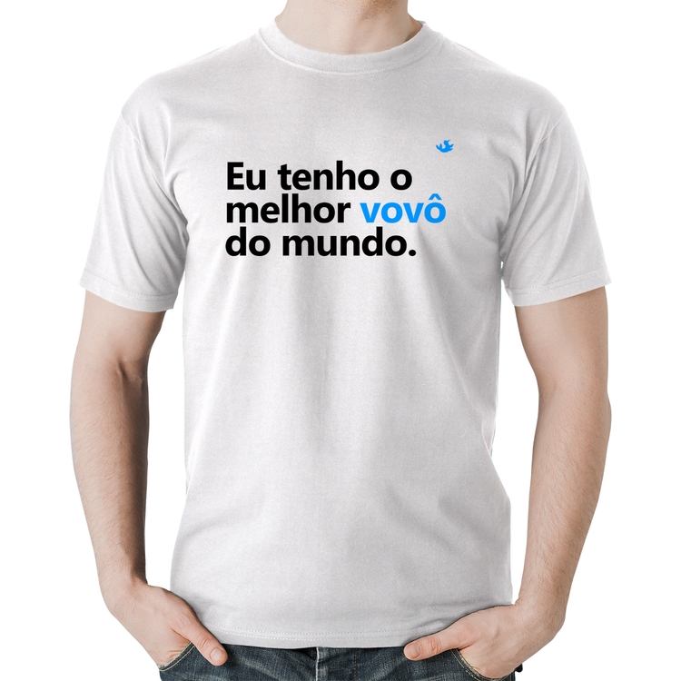 Camiseta Algodão Eu tenho o melhor vovô do mundo - Branca