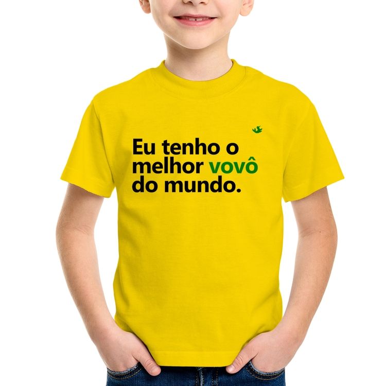 Camiseta Infantil Eu tenho o melhor vovô do mundo - Amarela