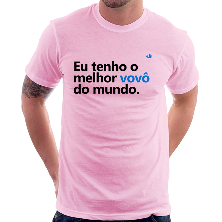 Camiseta Eu tenho o melhor vovô do mundo - Rosa Bebê