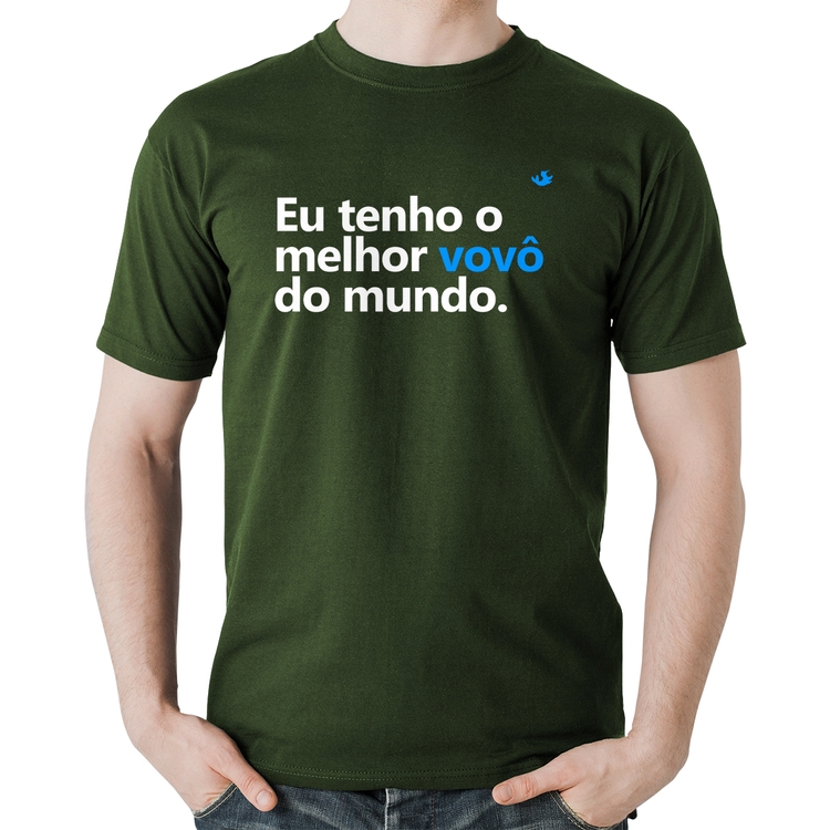 Camiseta Algodão Eu tenho o melhor vovô do mundo - Musgo
