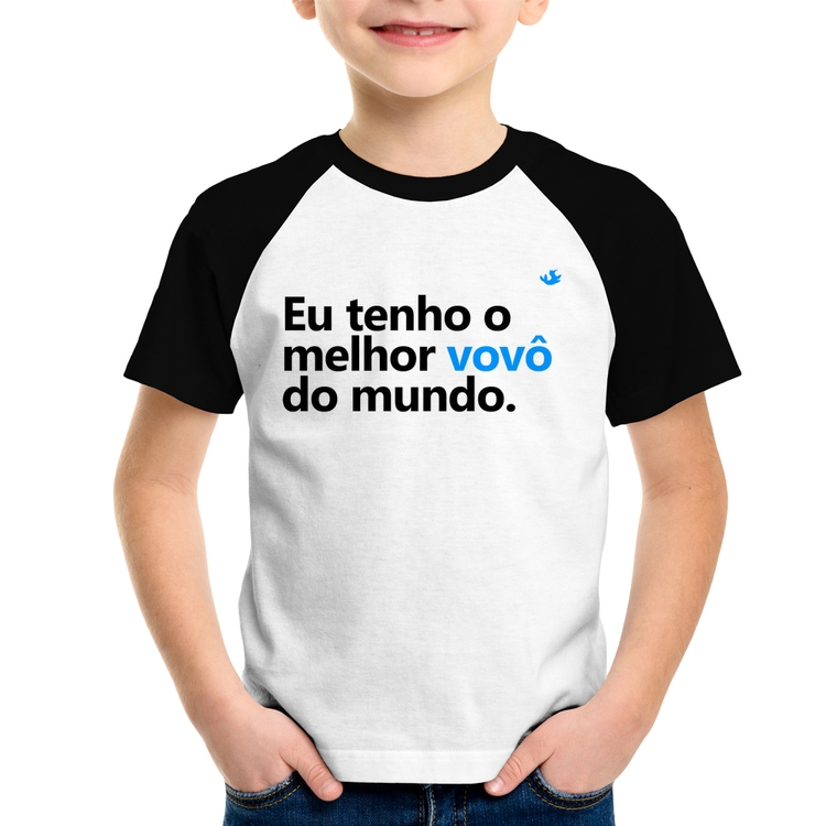 Camiseta Raglan Infantil Eu tenho o melhor vovô do mundo