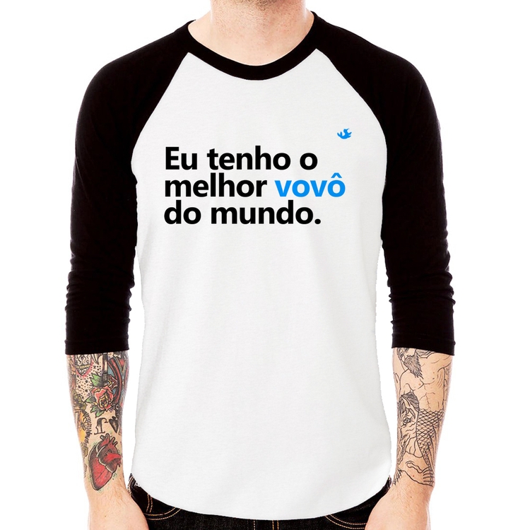 Camiseta Raglan Eu tenho o melhor vovô do mundo Manga 3/4