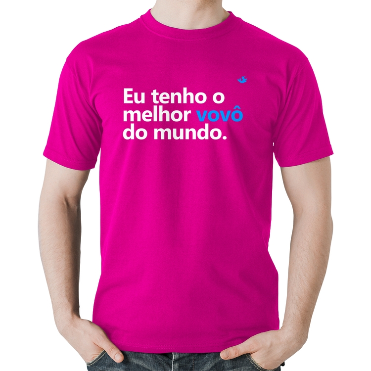 Camiseta Algodão Eu tenho o melhor vovô do mundo - Rosa