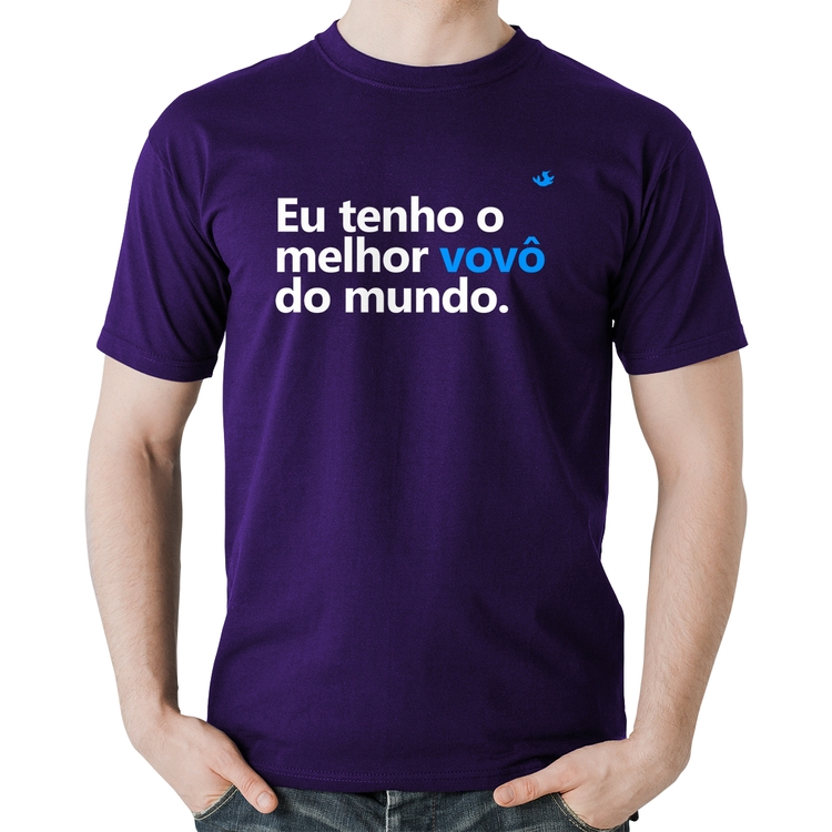 Camiseta Algodão Eu tenho o melhor vovô do mundo - Roxa