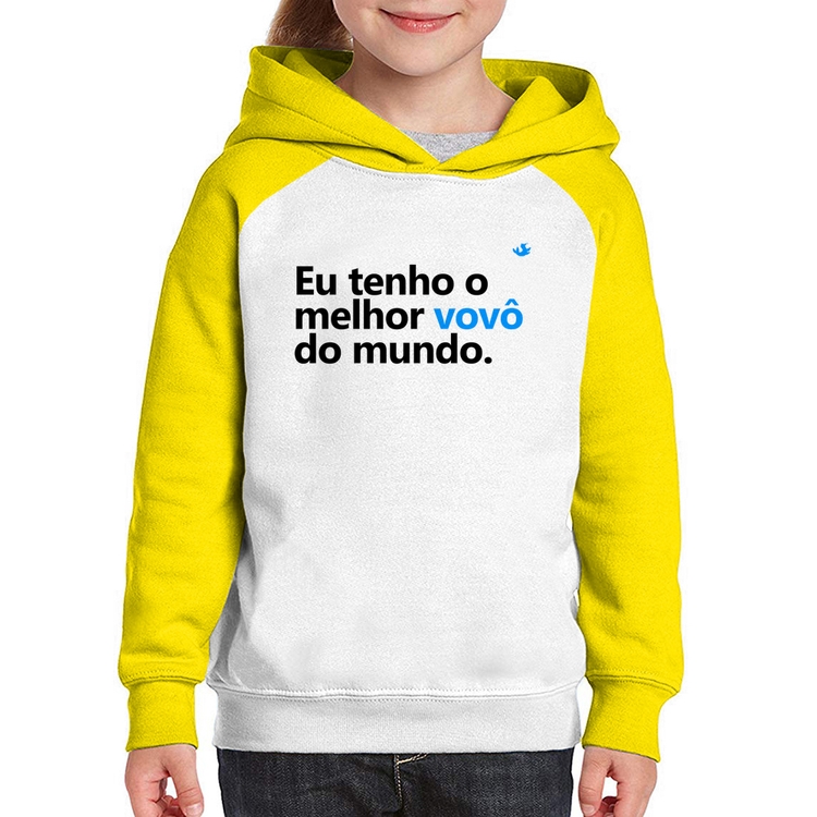Moletom Infantil Eu tenho o melhor vovô do mundo - Branco/Amarelo