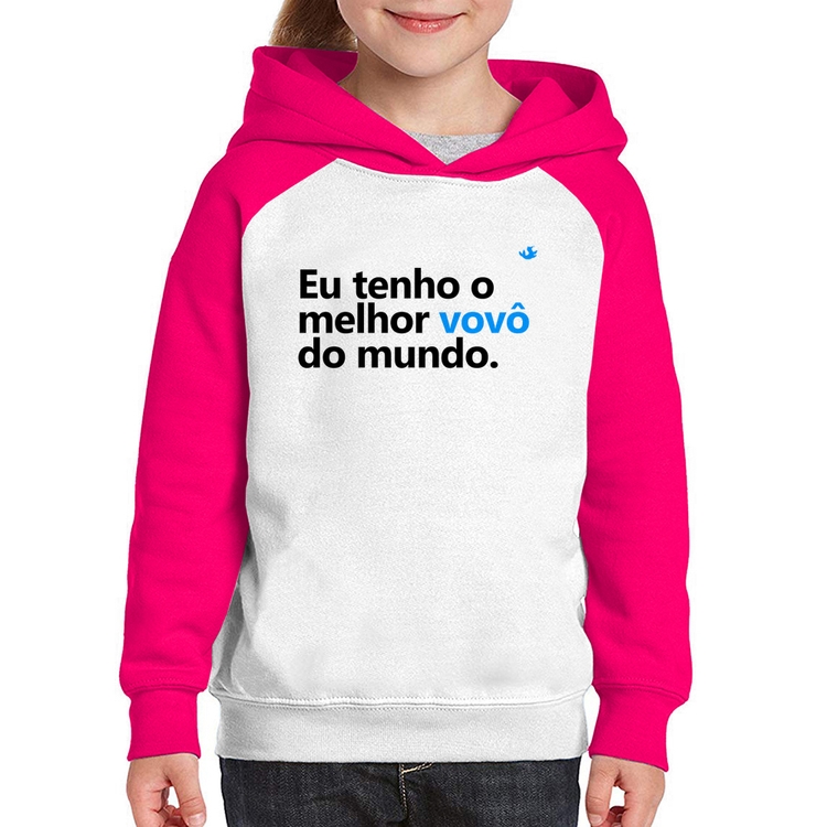 Moletom Infantil Eu tenho o melhor vovô do mundo - Branco/Rosa