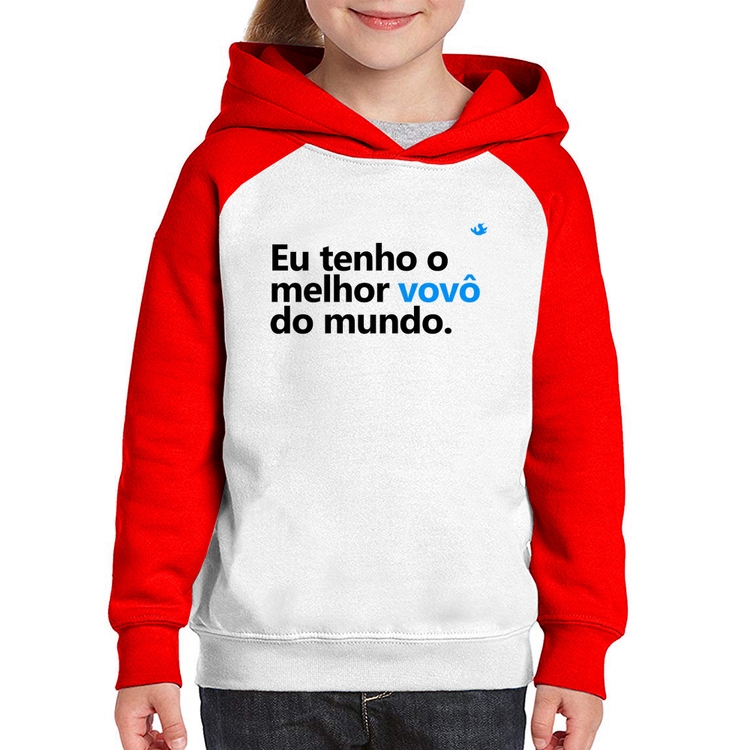 Moletom Infantil Eu tenho o melhor vovô do mundo - Branco/Vermelho