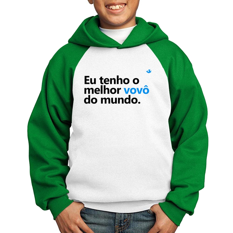 Moletom Infantil Eu tenho o melhor vovô do mundo - Branco/Verde