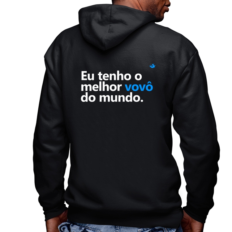 Blusa Moletom Eu tenho o melhor vovô do mundo Masculina com Capuz e Zíper