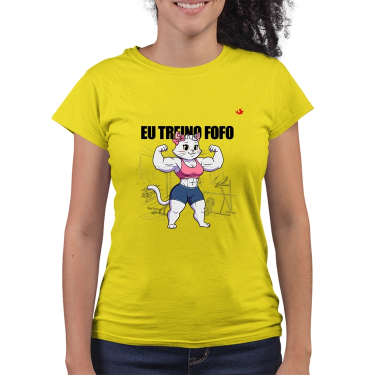 Baby Look Quality Eu treino fofo - F - Amarelo Canário