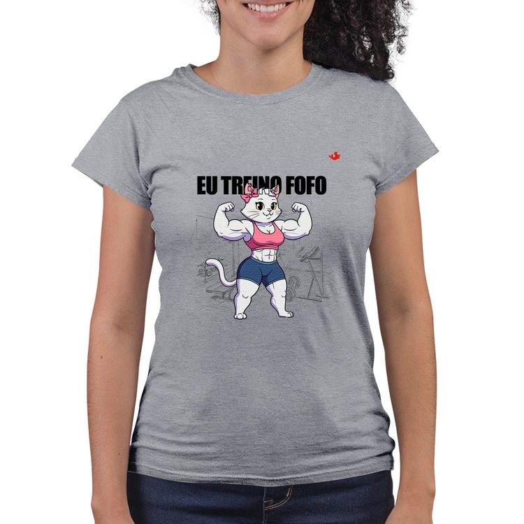 Baby Look Quality Eu treino fofo - F - Cinza Mescla