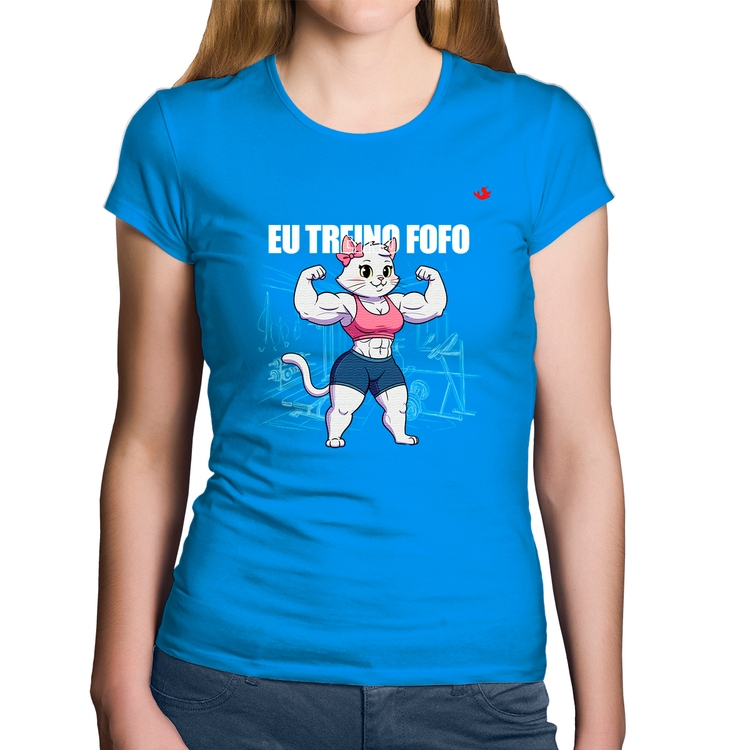 Baby Look Algodão Eu treino fofo - F - Azul