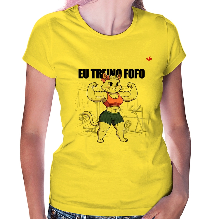 Baby Look Eu treino fofo - F - Amarela